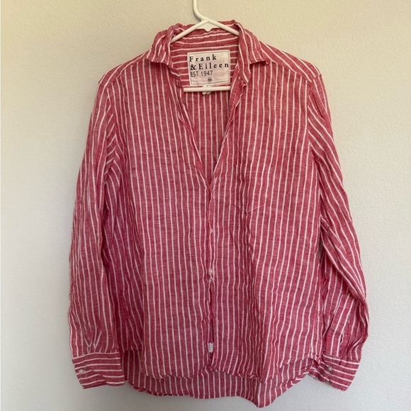 Frank & Eileen “Eileen” Linen stripe button down shirt XS - Picture 3 of 7